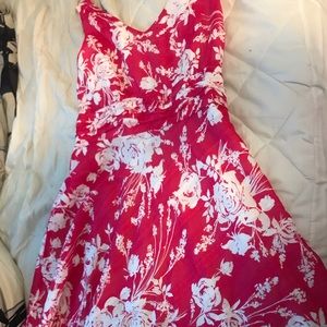 Womens Pink and White Floral Party Dress